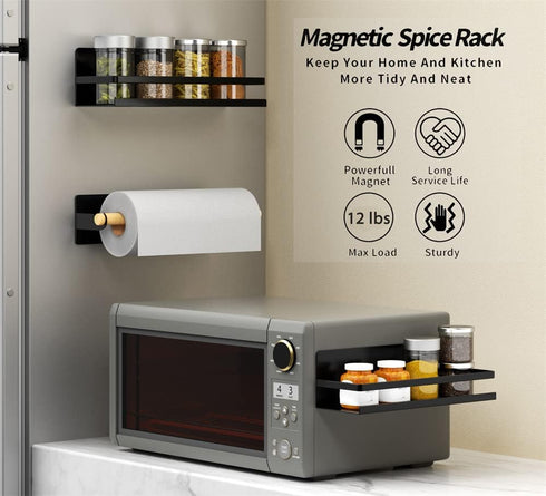 Magnetic Spice Rack Magnetic Paper Towel Holder for Refrigerator Fridge Organizer for Kitchen, Space Saver Container