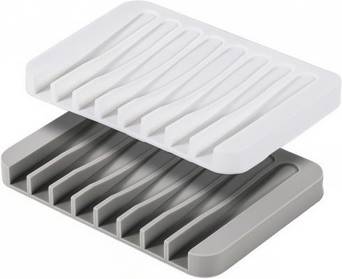 Eduftis 2Pcs Self Draining Soap Dishes, Soap Dish for Bathroom Sink, Premium Silicone