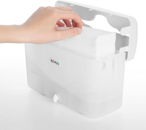EZbrnd Countertop SLIMFOLD Hand Towel Dispenser - Kitchen/Bathroom/Office/RV/Airbnb Guest Towel Holder, White