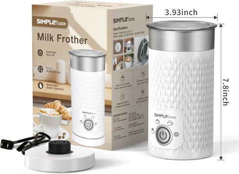 SIMPLETASTE Milk Frother, 4-in-1 Electric Milk Steamer, Automatic Foam Maker and Milk Warmer for Latte, Cappuccinos