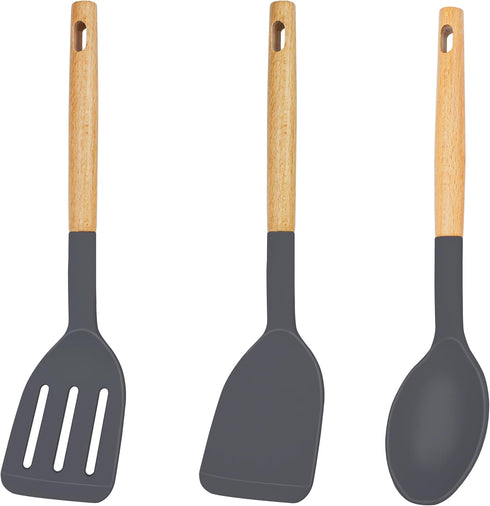 Silicone Spatula Set, Heat Resistant Spatulas for Nonstick Cookware - Large Rubber Slotted Solid Turner Spoon for