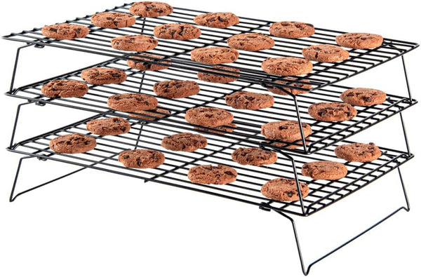 Restaurantware Met Lux 15.7 x 9.8 x 8.3 Inch Wire Baking Rack Set, 3-Tier Stackable Oven Wire Rack Set