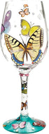 Hand-painted Artisan Wine Glass “Butterflies” by Designs by Lolita, 15 oz.