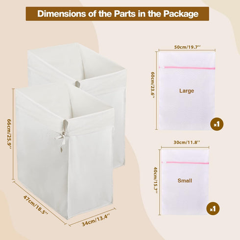 GREENSTELL Laundry Hamper - 90L Clothes Hamper with Lid, 2 Removable Liner Bags & 2 Mesh Laundry Bags, Handwoven