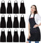 NOBONDO 12 Pack Bib Apron - Unisex Black Apron Bulk with 2 Roomy