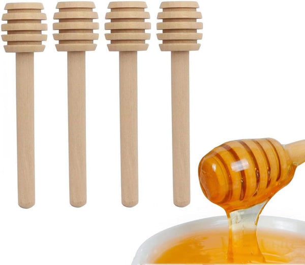CINBILCORN 4 Pcs Wooden Honey Dipper Sticks,3 Inches Honey Comb Stick Honey Spoon