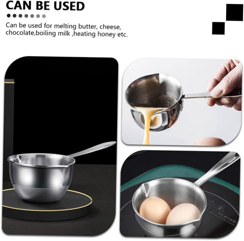 Stainless Steel Butter Melting Bowl with Long Handle, Oil Heating Pot for Melting Cheese and Butter