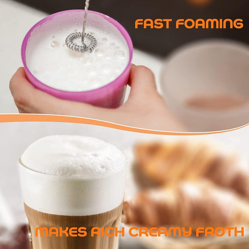 KIEUN Milk Frother for Coffee, Handheld Battery Operated Electric Milk Frother for Coffee, Latte, Hot Chocolate, Macha