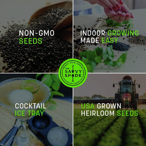 Cocktail Herb Garden Kit Indoor Grow Your Own Cocktail Kit with Ice Ball Maker and Non-GMO Heirloom Lavender Seeds