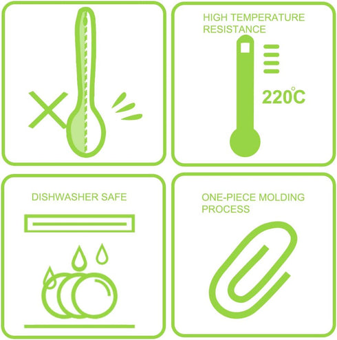 uxcell Silicone Dinner Spoon, Table Spoon, Dessert Spoon Utensils for Kitchen Restaurant, Green