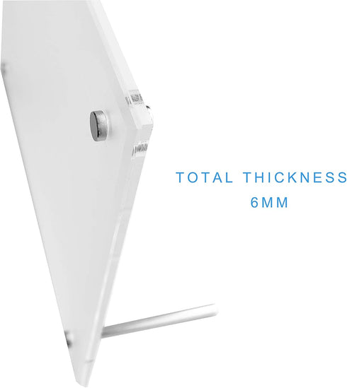 Frameless Clear Acrylic Tabletop Photo Frames, Free Standing Desktop Picture Frame (5x7)