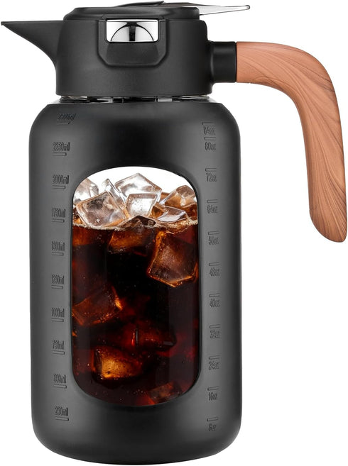 84 oz/2.5 Liter Glass Pitcher with Lid and Handle, Glass Carafe/Jug for Hot/Cold Water, Large Iced Tea Pitcher