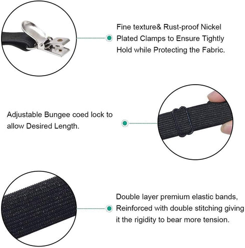 4Pcs Adjustable Bed Sheet Straps Clips, Elastic Mattress Sheet Fasteners Holder for Sofa, Couch, Table Cloth