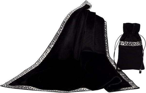 BLESSUME Black Altar Tarot Table Cloth Velvet Square Divination Wicca with Tarot Pouch