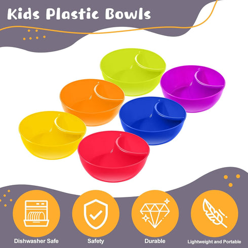 Weewooday Snack and Dip Bowls, 6 Pcs Stackable Plastic Bowls for Chips, Dips, Snacks, Microwave and Dishwasher Safe (6