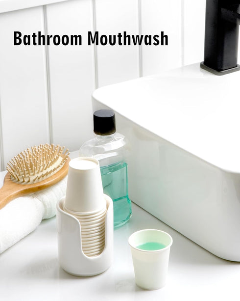 3 oz 5 Countertops (1 Pack, Original Ceramic Bathroom Cup Dispenser with PLA Paper Cups, Bathroom Essential Accessories
