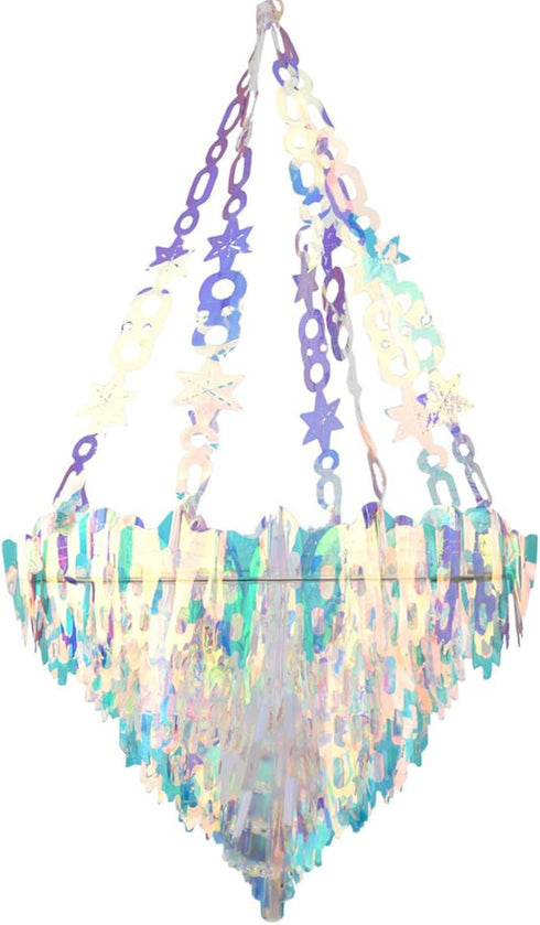 Holographic Chandelier Shaped Hanging Decoration, Shiny Iridescent White Foil Ceiling Decorative OrnamentUnicorn