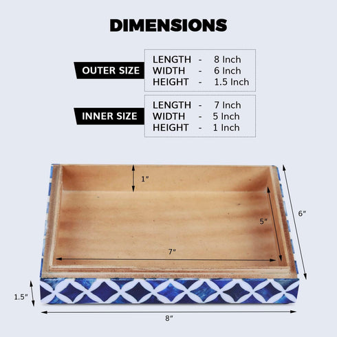 Handmade Star Pattern Decorative Box by Handicrafts Home - Blue White, 6x8x1.5, Multipurpose Gift, Storage Organizer,