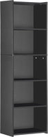 Nouva 5-Shelf Modern Black Bookcase - Stylish Storage Solution for Books, CDs, and More
