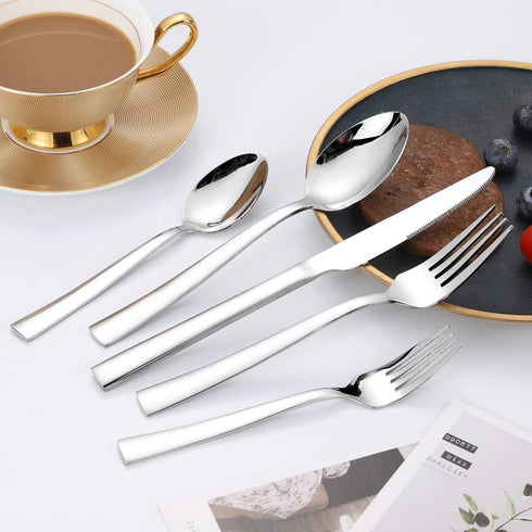 CXJY 30-Piece Silverware Set for 6, Stainless Steel Flatware Cutlery Set, Includes Knives, Forks, Spoons, Dishwasher