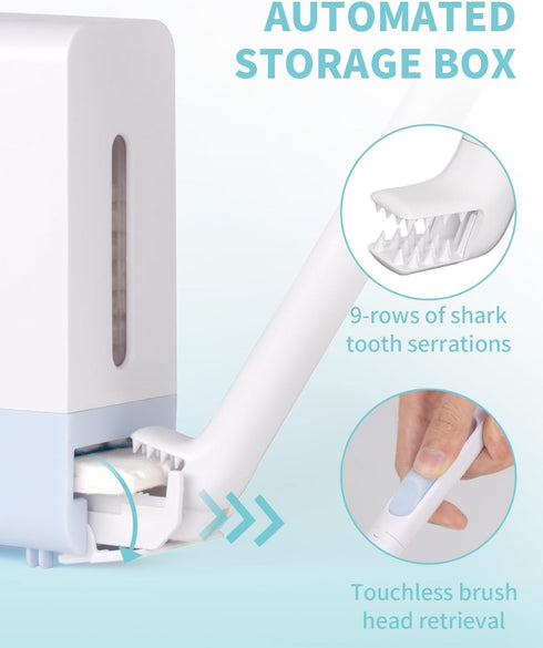 Disposable Toilet Brush Wand Starter Kit - Wall Mount Cleaning System with 1 Wand, 24 Flushable Refills, 1 Caddy