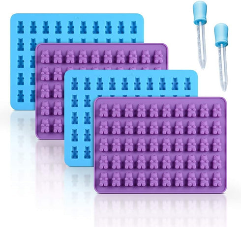 Gummy Molds Bear Candy Silicone - Mini Size Chocolate Gummy Molds with 2 Droppers, Nonstick Food Grade Silicone Pack of