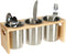 ZOOFOX 3 Pack Stainless Steel Silverware Holder, Utensil Organizer with Wood Base for Spoons, Knives, and Forks