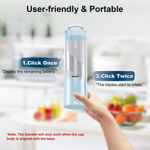 Portable Personal Blender for Fresh Juice, Shakes, and Smoothies - 16 Oz Mini Blender Cup with 6 Blades, USB