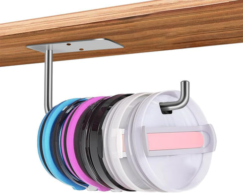 MGahyi Tumbler Lid Organizer, Space Saving Self-Adhesive or Drilling Cup Lid Hook for Kitchen Organizers and Storage