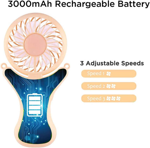 OUTXE Necklace Fan, 3000mAh Wearable Mini Handheld Fan with 90° Rotation