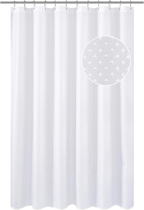 N&Y HOME Hotel Fabric Shower Curtain, Cloth Textured White Shower Curtain with Bottom Magnets, 72 x 72 inches