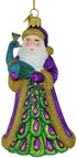 Noble Gems Santa with Peacock Glass Christmas Tree Ornament - NB1488