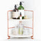 FSyueyun 2-Tier Corner Bathroom Counter Organizer, Tool-Less Installation Vanity Shelf, Small Plastics Makeup Tray