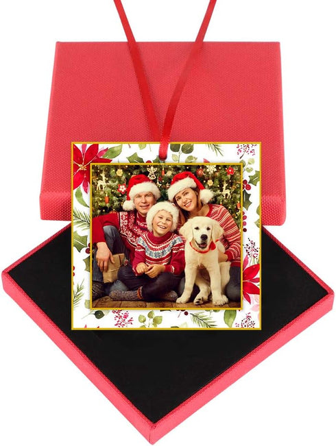 WaaHome Christmas Ornaments Picture Frame 2025-3'' Floral Photo Frame, Decorations Gifts for Family Friends Women Mom
