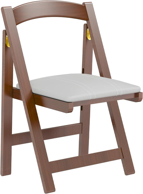 VTV Wooden Folding Chairs with Padded Cushion,Foldable Portable Commercial Chair Bamboo Folding for