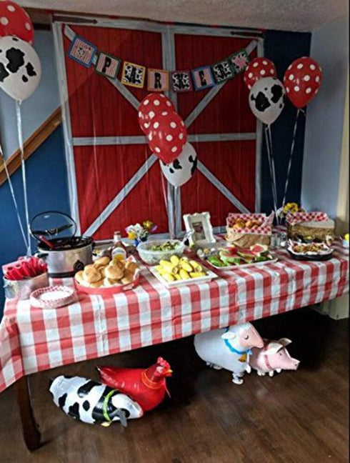 Pack of 6 Walking Animal Balloons, Farm Animal Balloon Birthday Party Décor (Pony, Duck, Rooster, Cow, Pig, Sheep)