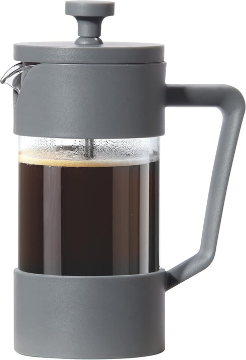 Oggi French Press Coffee Maker (12oz) - Borosilicate Glass, Single Cup French Press, Charcoal