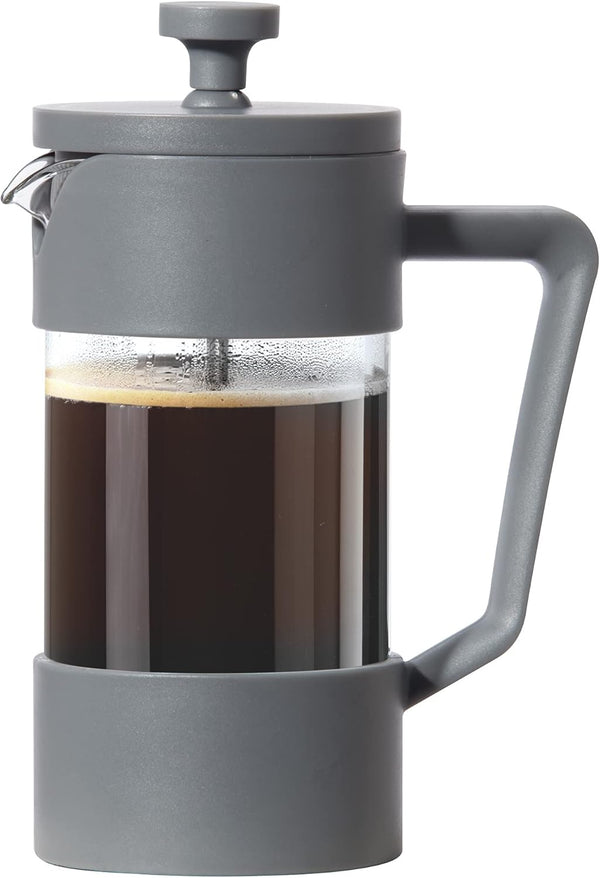 Oggi French Press Coffee Maker (12oz) - Borosilicate Glass, Single Cup French Press, Charcoal