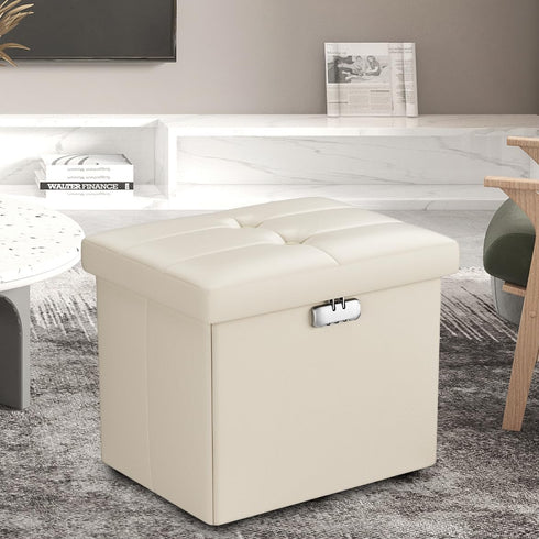 17 13 13 inch Tamfile Small Ottoman with Storage, x x Fireproof Safe Folding Ottoman with Lock for Important Documents