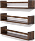 24 Inch Set 3 AZSKY Nursery Book Shelves Deep Walnut Floating Bookshelf for Kids Room Wall Mounted Floating Shelves