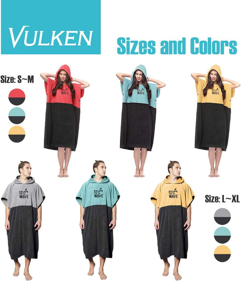 Vulken Extra Large Thick Hooded Beach Towel Changing Robe. Surf Poncho Men for Easy Change in Public. Quick Dry
