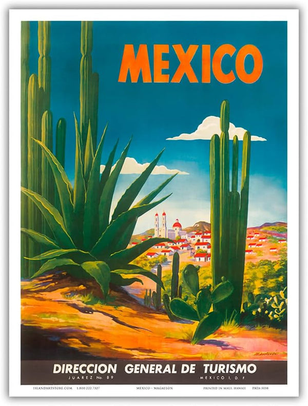 Vintage Travel Poster by Magallón c.1948 - Mexico - Ciudad Juarez Chihuahua - Direccion General de Turismo - 9in x 12in