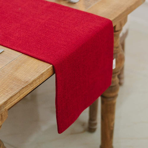 NATUS WEAVER 2 12 36 Inch Soft Caddice Faux Linen Side Table Runner, eco-Friendly Fabric Handcrafted Runner, Burgundy x