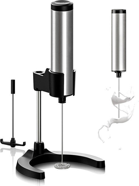 Milk Frother with Stand - Perfect Blender, Whisk, and Mixer for Creamy Froth and Delicious Drinks