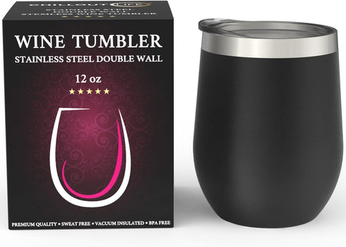 CHILLOUT LIFE Stainless Steel Tumbler 12 oz with Lid & Gift Box, Double Wall Vacuum Insulated