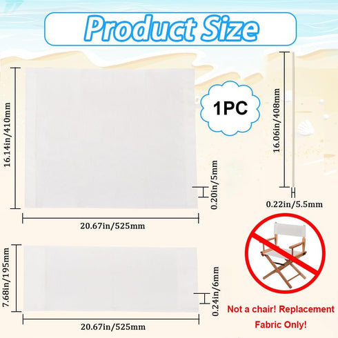21~16x8~21" 2pcs GORGECRAFT Directors Chair Replacement Canvas White Chair Cover Kit Replacement Canvas Seat and Back