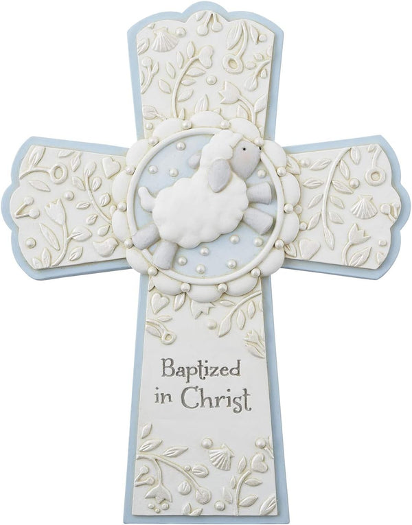 Creative Brands Faithworks - Baptized In Christ Hanging Resin Wall Cross, 6 x 8-Inch, Blue