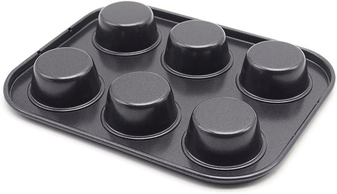 Muffin Pan, 6 Cup Cupcake Baking Pan, No Stick Carbon Steel, Easy Clean
