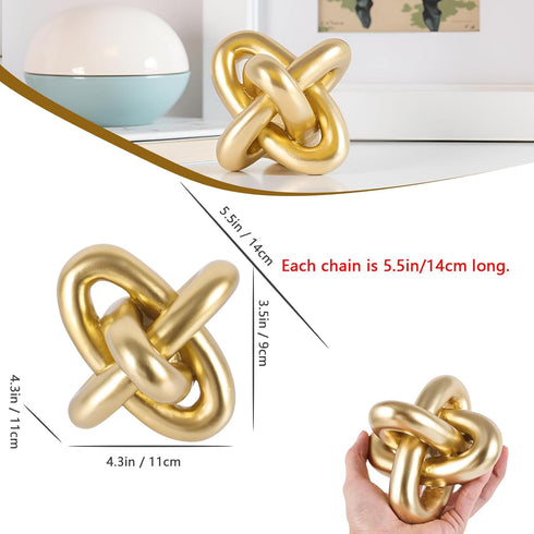 XMGZQ Gold Knot Decor for Coffee Table Book,Chain Link Living Room Decor Item for Bookshelf Entryway Nightstand TV