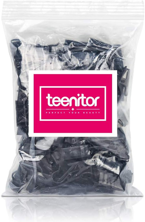 Teenitor 100 Pack Small Curtain Clips for Outdoor String Lights, Stainless Steel Hooks for Hanging Drapes, Black